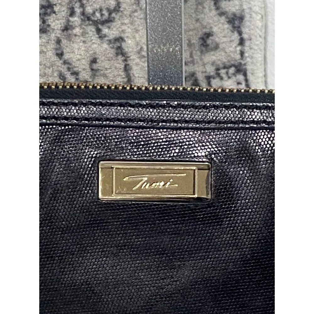 Vintage TUMI Leather Zip Pouch Wristlet Bag in Black